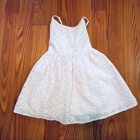 Gymboree White Cotton Eyelet Dress Lined Size 3 T Adjustable Straps - Picture 3 of 8